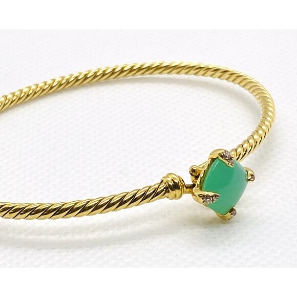 David Yurman Chatelaine Diamond Bracelet Bangle Chrysoprase 6.25" - Picture 3 of 10